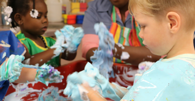 Little boy playing with toys